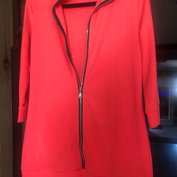 27-Neon full zipper three-quarter sleeve dress sweatshirt material.zipper flaw - Picture 6 of 6
